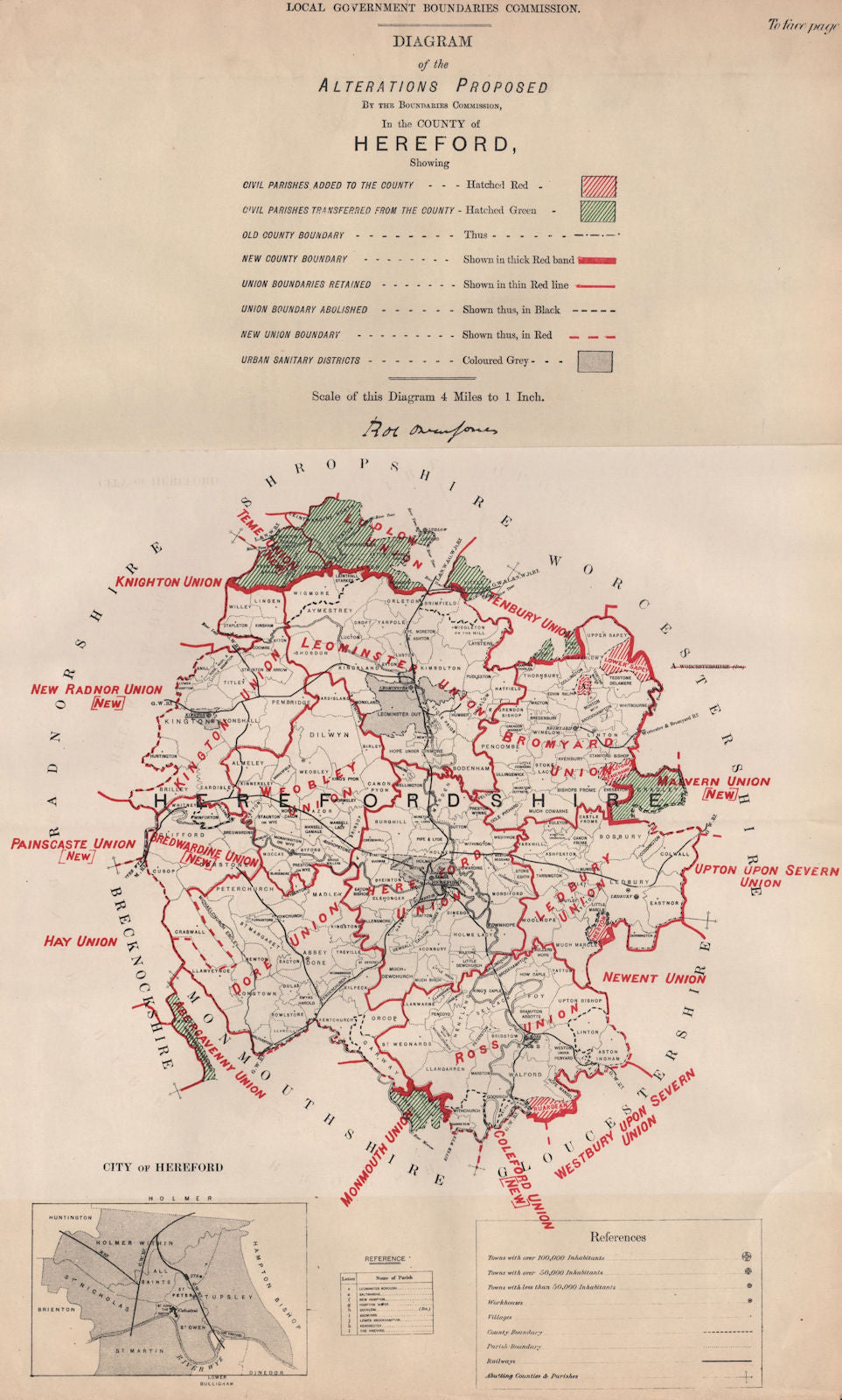 Alterations Proposed in Herefordshire. JONES. BOUNDARY COMMISSION 1888 old map